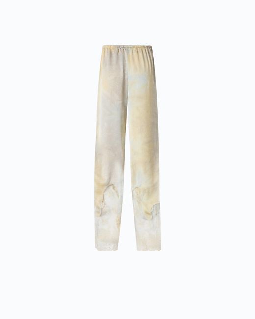 Pinko White Garment-Dyed Satin Trousers With Lace Details