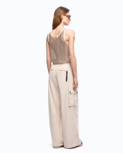 Pinko White Palazzo Trousers With Zip And Cargo Pockets