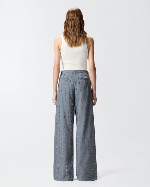 Pinko Blue Trousers With Jewel Stripes