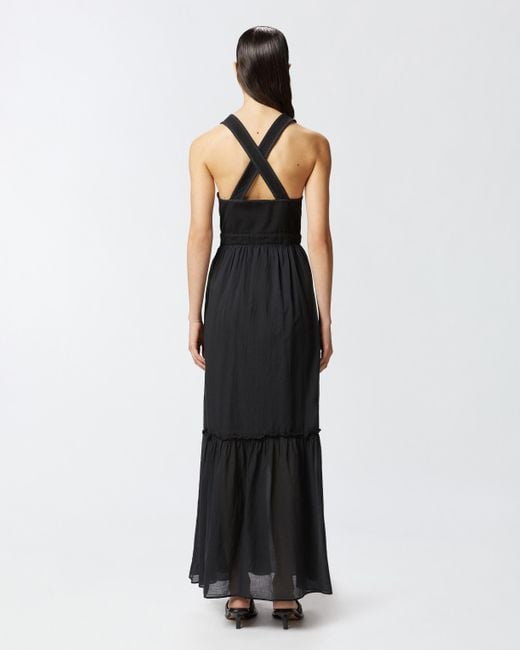 ワンピース PINKO LESTER LONG SLEEVELESS COTTON DRESS WITH NECKLINE Pinko Sleeveless Long Cotton Dress With Neckline in Black | Lyst