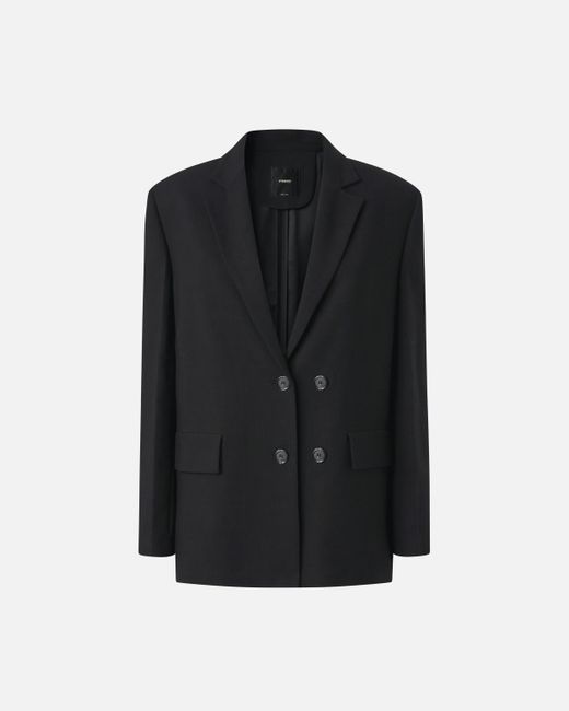 Pinko Black Canvas Blazer Jacket With Buttons