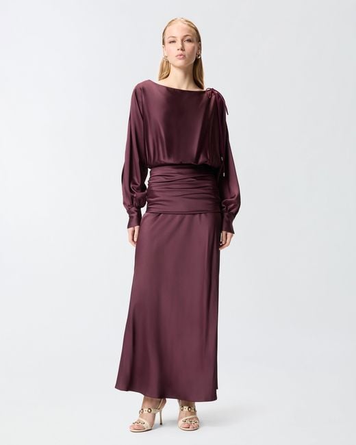 Pinko Purple Long Satin Dress With Draping