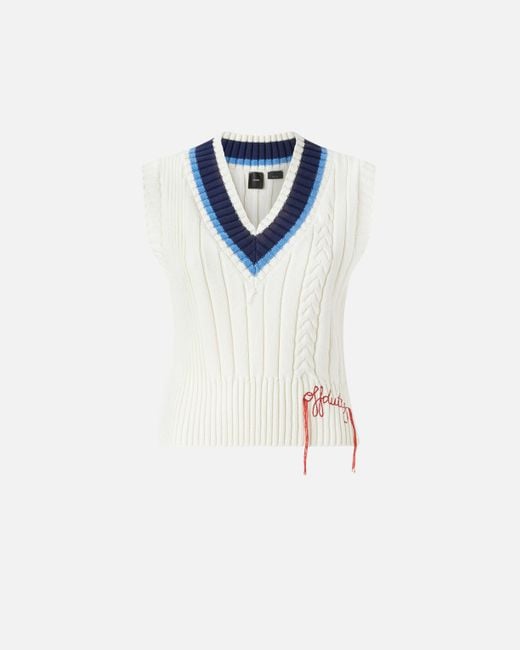 Pinko Blue Varsity-style Knit Vest With Embroidery