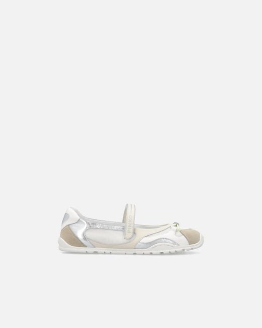 Pinko White Sporty Ballet Flats With Inserts And Lettering