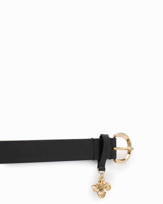 Pinko White Leather Belt With Floral Studs, 2 Cm