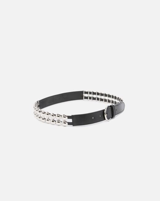 Pinko White 3-Cm Belt With Studs