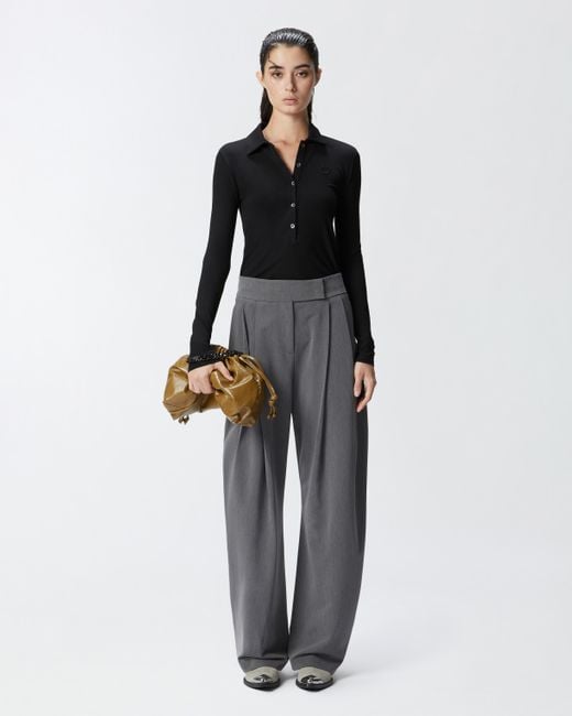 Pinko Gray Wide-Leg Tailored Trousers With Darts, Excalibur