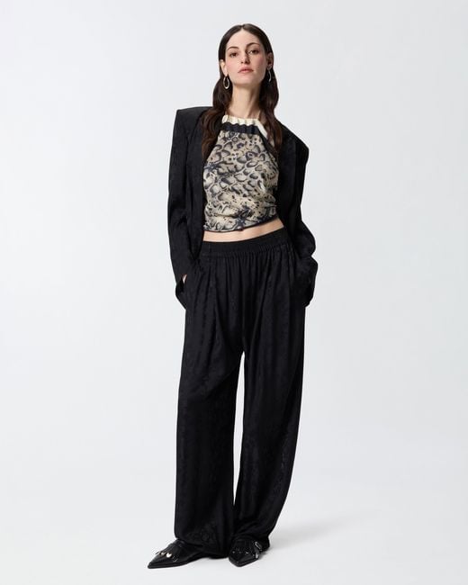 Pinko Black Floral Jacquard Trousers