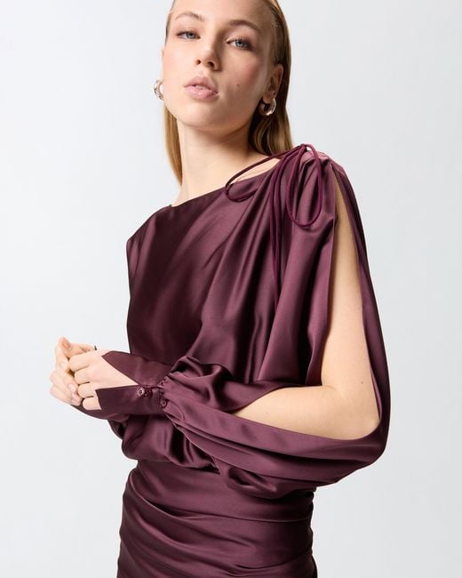 Pinko Purple Long Satin Dress With Draping