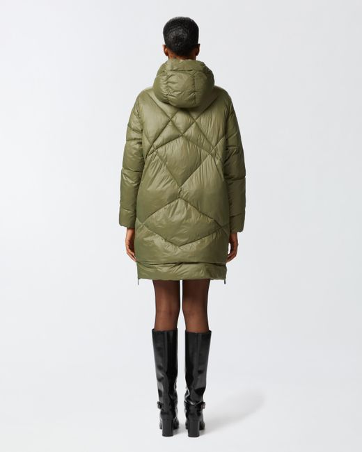 Pinko Green Technical Canvas Padded Puffer Jacket With Hood, Ivy