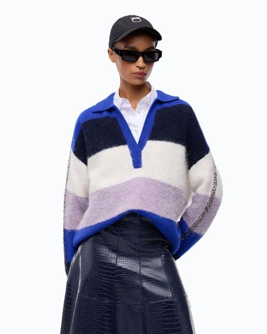 Pinko Blue Striped Alpaca-Blend Sweater