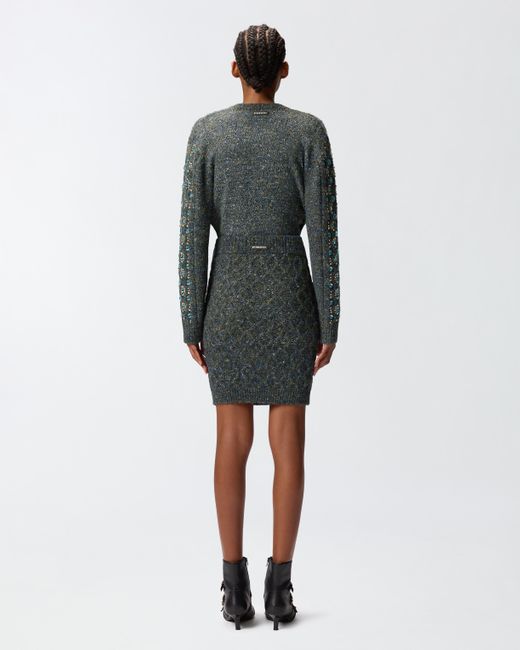Pinko Green Knit Skirt With Jewel Embroidery