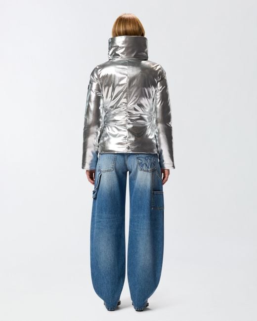 Pinko Metallic Down Jacket In Mirror-effect Fabric