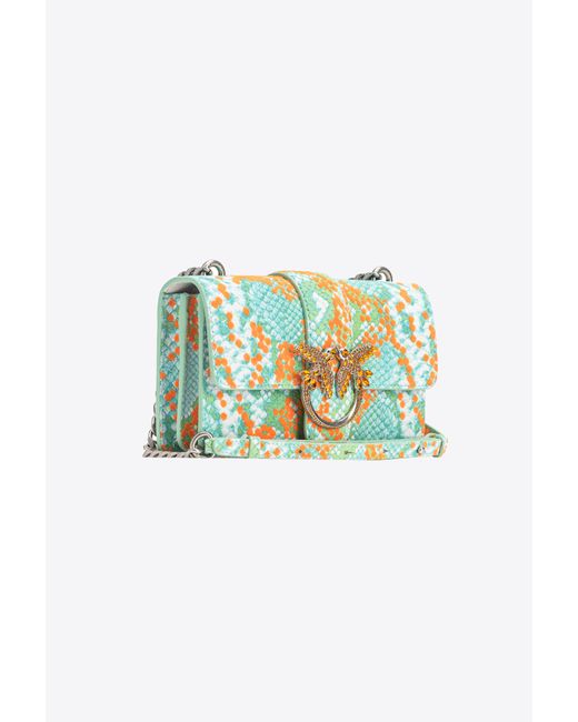 Pinko Blue Galleria Mini Love Bag One In Python-print Leather With Flock Detail