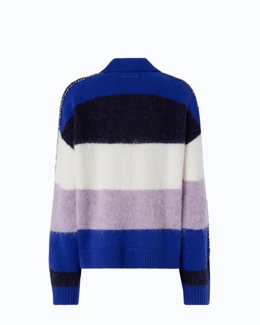 Pinko Blue Striped Alpaca-Blend Sweater