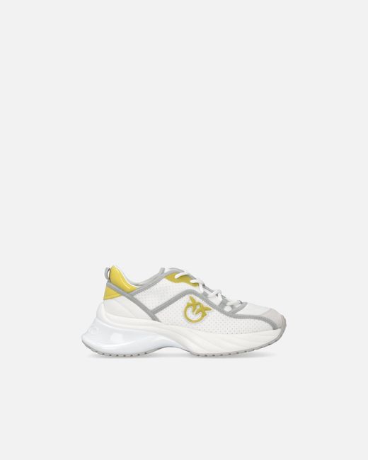 Pinko White Ariel Perforated Sneakers With Bird Logo
