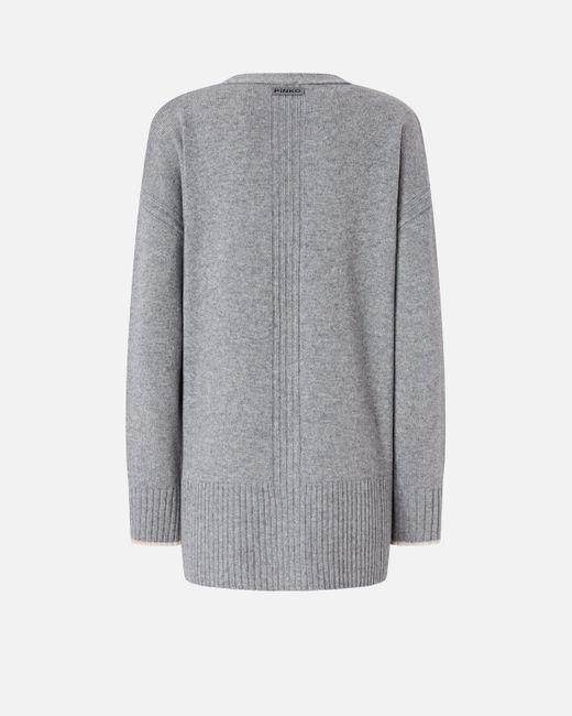 Pinko Gray Long V-neck Cardigan