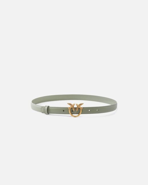 Pinko White Love Birds Thin Leather Belt 2Cm