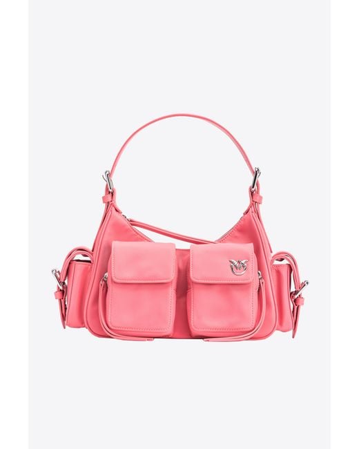 Pinko Pink Cargo Bag In Recycled Technical Fabric