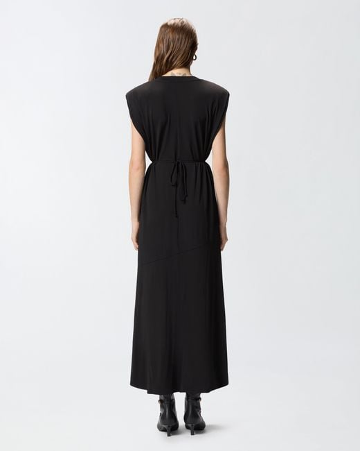 Pinko Black Sleeveless Long Dress With Chain