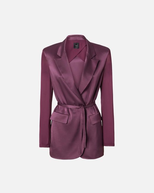 Pinko Purple Shiny Blazer With Transparent Sleeves