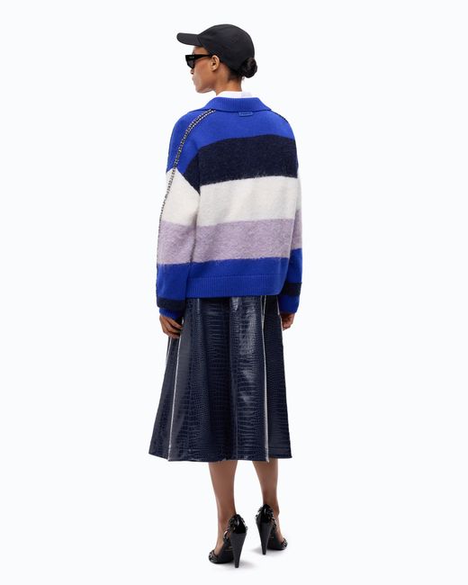 Pinko Blue Striped Alpaca-Blend Sweater