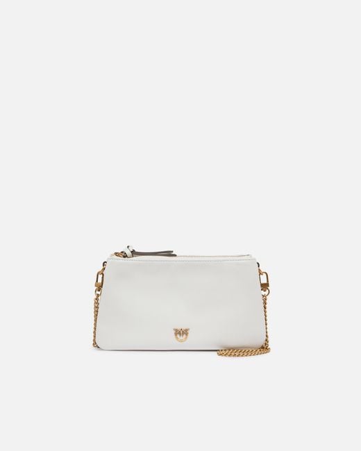 Pinko Natural Leather Mini Double Bag With Shoulder Strap