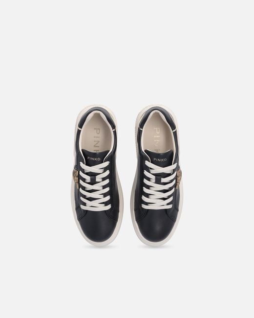 Pinko White High-Soled Flatform Sneakers With Metal Logo