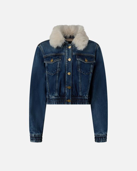 Pinko Blue Denim Trucker Jacket With Soft Collar