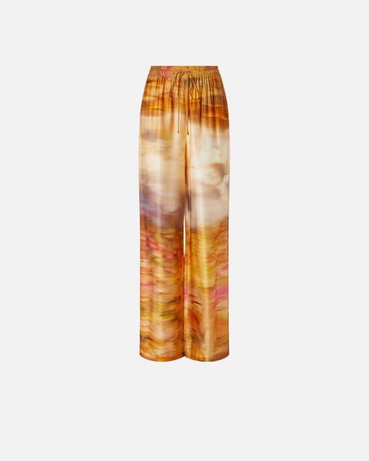 Pinko White Weite, Leichte Hose Mit Print, Multi-/Rosa