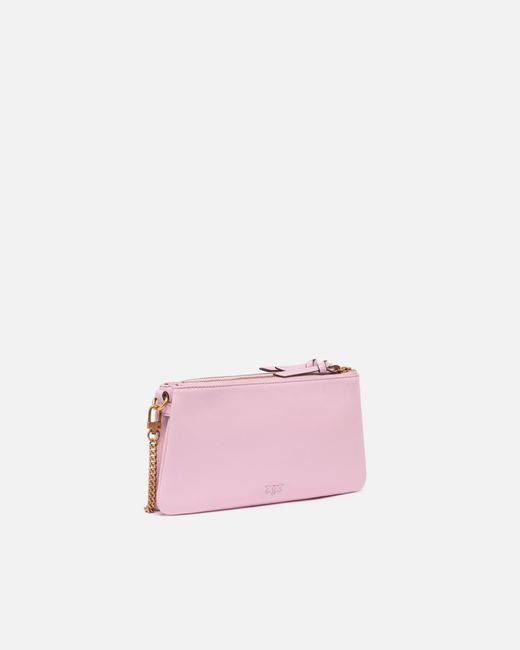 Pinko Pink Leather Mini Double Bag With Shoulder Strap