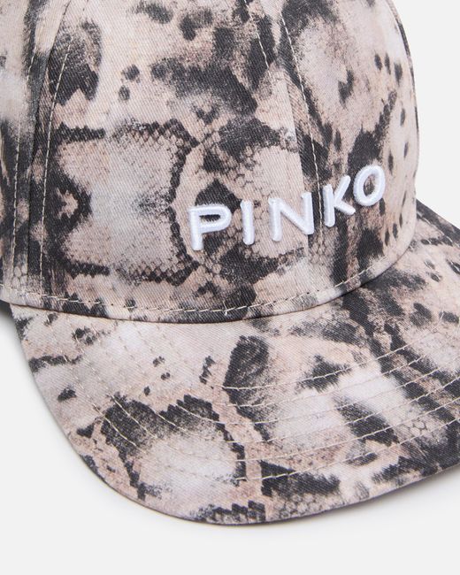 Pinko White Cap With Peak And Snake Print