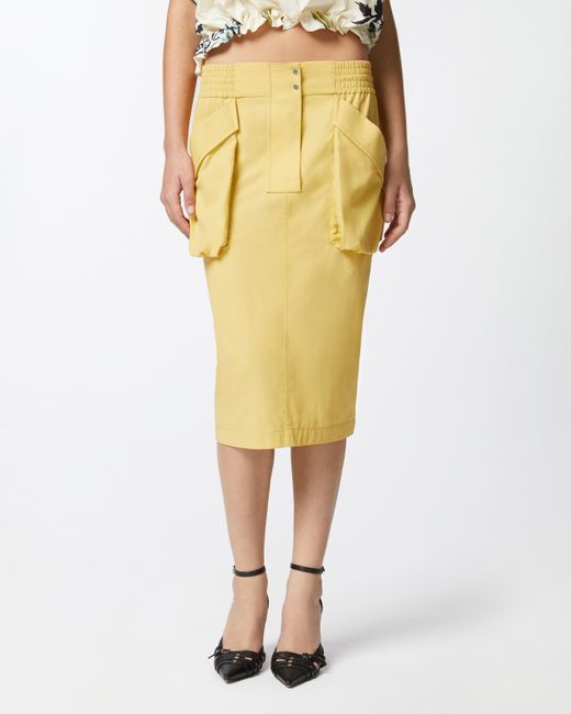Pinko Yellow Pencil Skirt With Maxi Pockets