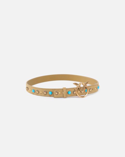 Pinko White Suede Belt With Studs, 3 Cm