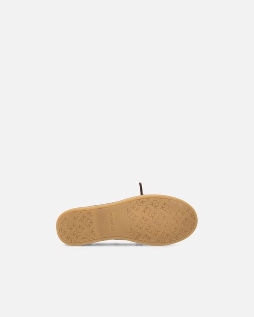 Pinko White Leather Moccasins With Jewel Details