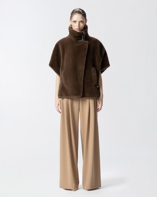 Pinko Natural Elegant Wide-Leg Trousers With Darts