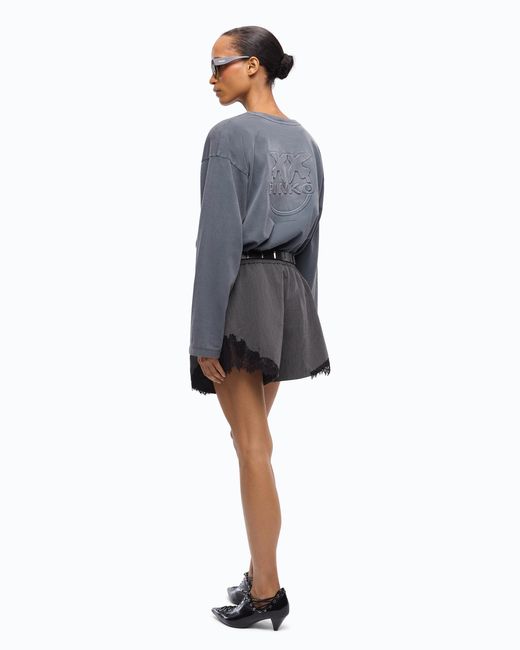 Pinko Gray Faded-Effect Sweatshirt With Love Birds Logo