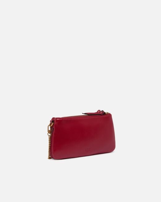 Pinko Red Leather Mini Double Bag With Shoulder Strap