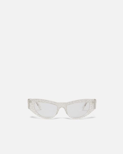 Pinko White Cat-Eye Sunglasses With Rhinestones