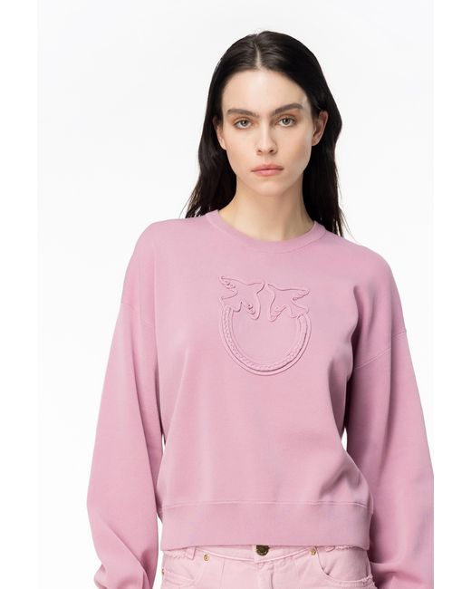 Pinko Pink Sweater With Love Birds Appliqué