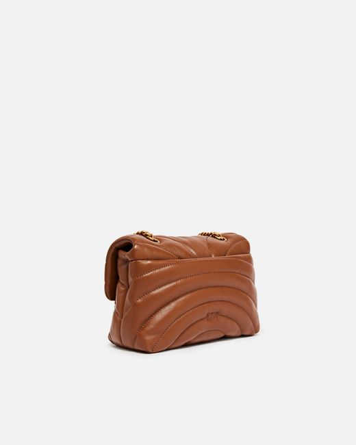 Pinko Brown Love Bag Puff Butterfly Mini Nappa Leather Crossbody Bag