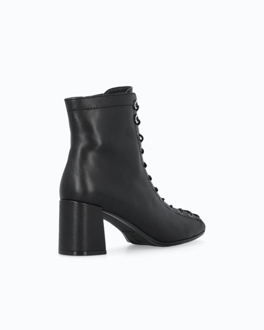 Pinko White Lace-Up Leather Ankle Boots With Heel