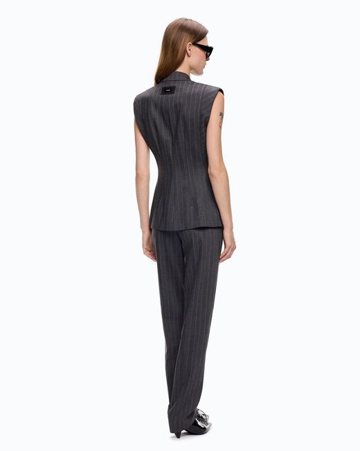 Pinko Gray Pinstriped Wool-Blend Vest
