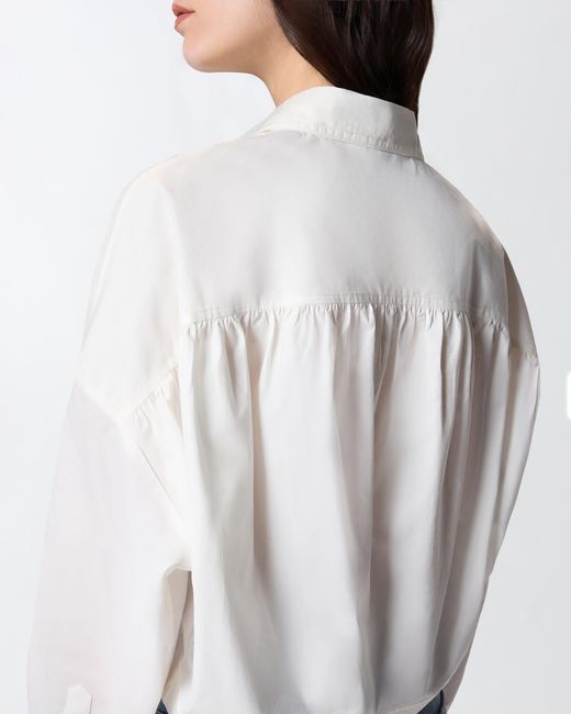Pinko White Cropped Shirt With Gathered Back
