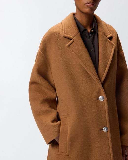 Pinko Brown Single-breasted Wool-blend Cloth Coat