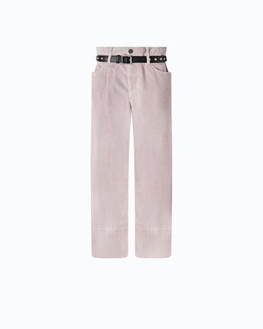 Pinko Pink Cropped Velvet Trousers With Leather Belt