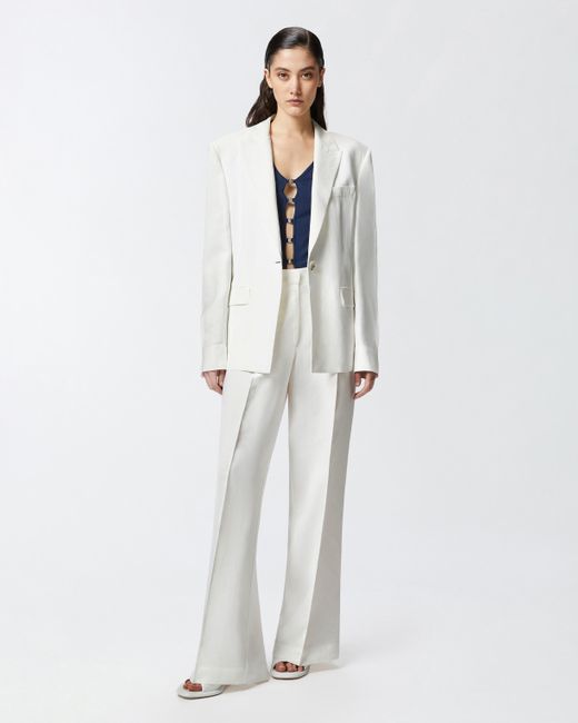 Pinko Single-breasted Blazer With Rear Strap in White | Lyst