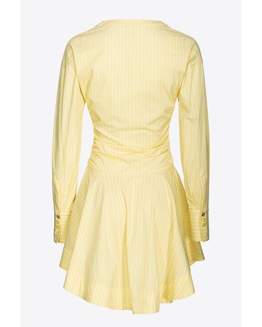 Pinko Yellow Vertical-striped Shirt Dress