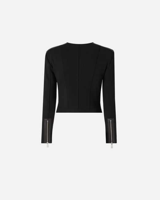 Pinko Black Leather Bustier Jacket With Zip