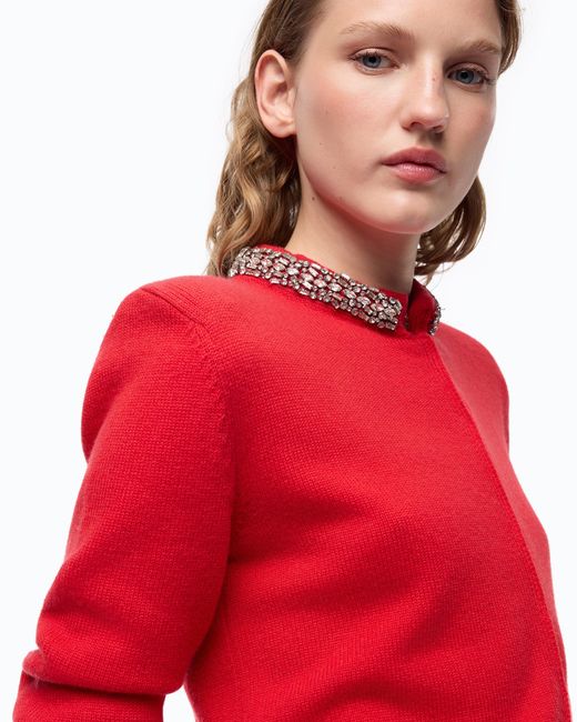 Pinko Red Cardigan With Jewel Collar